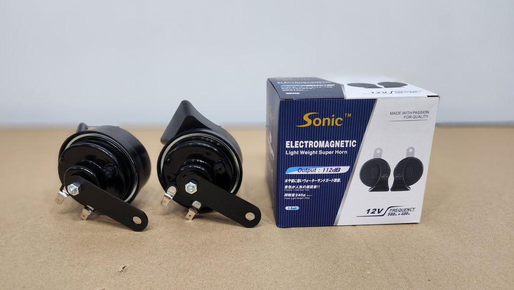 SONIC - 12V HIGH/LOW TONE 80MM SNAIL TYPE - BLACK - SONIC-K80B - ACCESSORIES