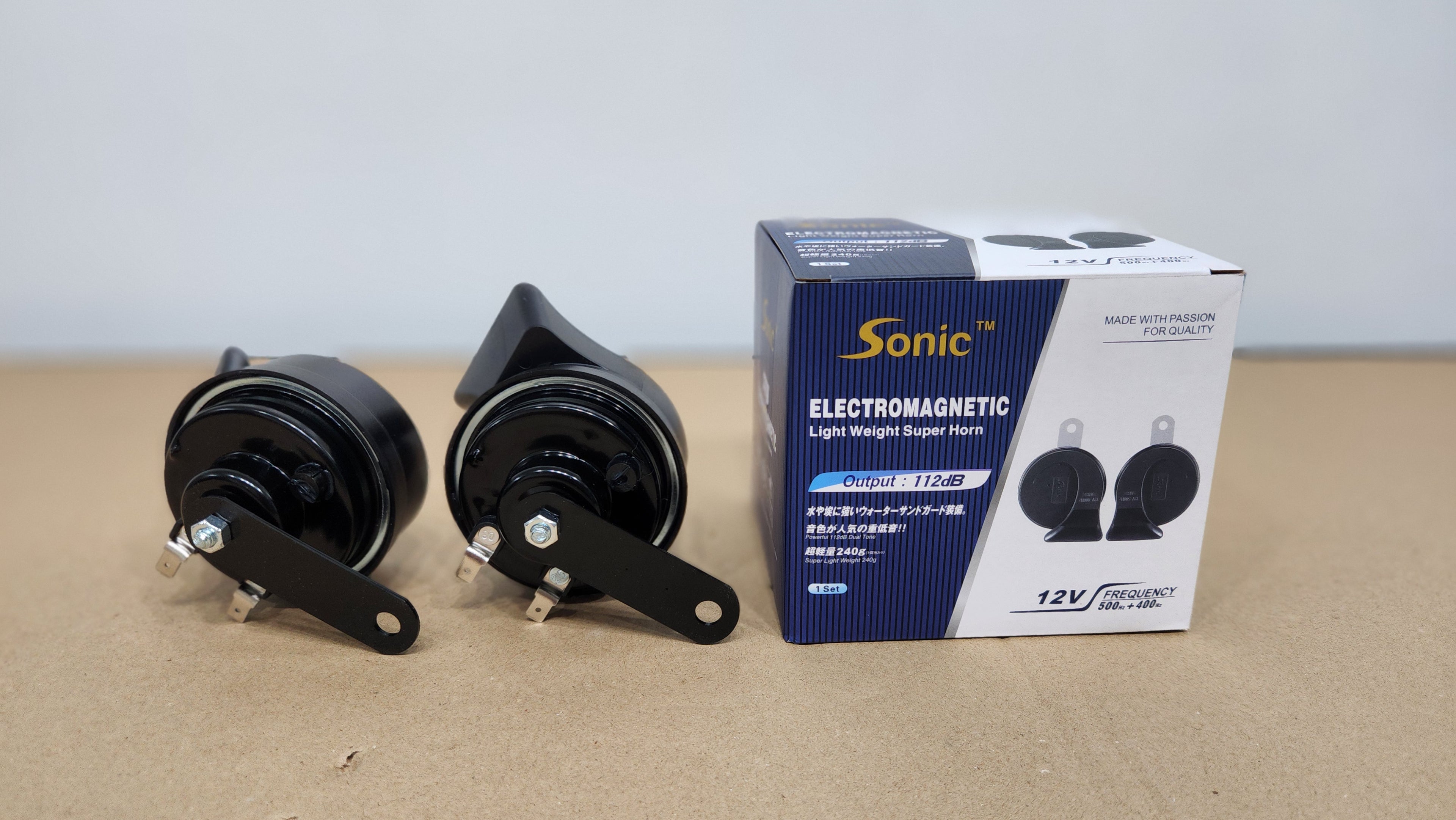 SONIC - 12V HIGH/LOW TONE 80MM SNAIL TYPE - BLACK - SONIC-K80B - ACCESSORIES